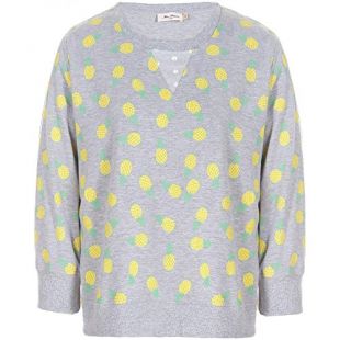 Miss Patina Tropical Dreams Pineapple Print Sweater in Grey