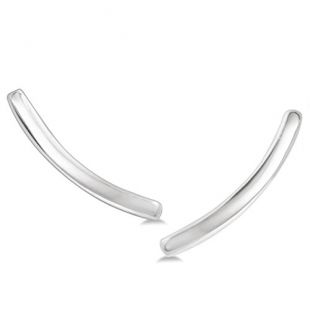 14K White Gold Bar Climber Earrings
