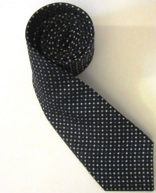 Narrow Necktie 1980s 1990s Navy Blue with Multi Color Polka Dots Vintage Mens Tie by Van Heusen / Mens Accessories