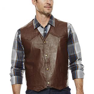 JcPenney - Snap-Front Leather Vest