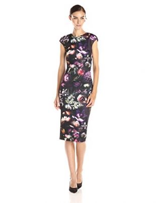 Ted Baker Women's Raisie Shadow Flora Cap-Sleeve Bodycon Dress