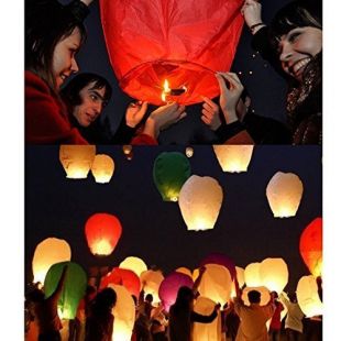 Lot de 20 Lanternes volantes chinoise fête soirée mariage Noël nouvel an romantique évenement nocturne (rouge*20)