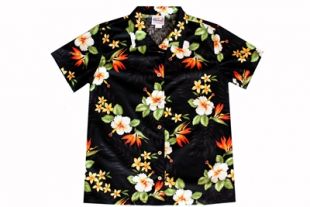 WAVE SHOPPE BLACK BIRD OF PARADISE HAWAIIAN SHIRTS