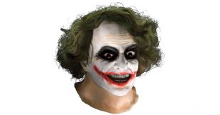 Batman Dark Knight Adult Joker Latex Mask with Hair