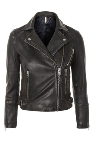 Washed Leather Biker Jacket