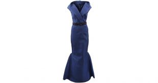 J. Mendel | Blue Shawl Collar Gown With Belt | Lyst