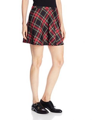 Tripp NYC Juniors Skater Skirt, Black/Multi Plaid, Small