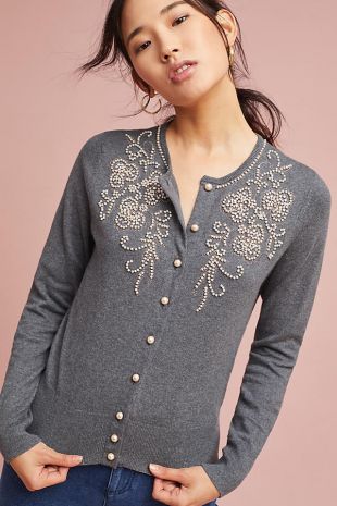 Pearl Embellished Floral Cardigan