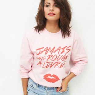 Sweat Jamais sans rouge à lèvres rose et rouge