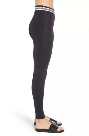 Metallic Asymmetrical Stripe Leggings