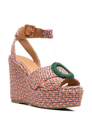Interwoven-Design Wedge Sandals