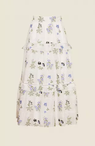 Floral Voile Tiered Skirt by Pearl