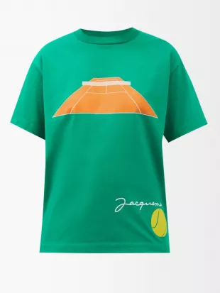 Tennis-print cotton-jersey T-shirt