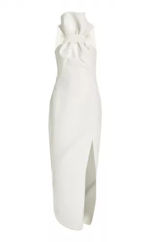 Lyubov Draped Tie-Front Crepe Midi Dress