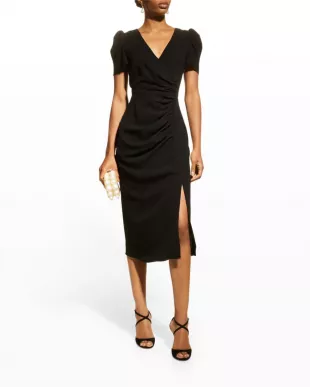 Caldwell Gathered Wrap-Effect Dress