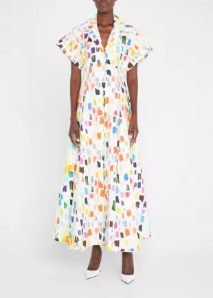 Marker Test Button-Front Maxi Shirtdress