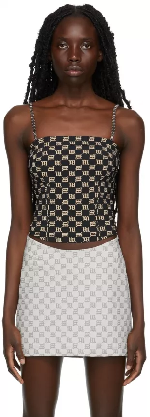 MISBHV - Black & Beige Monogram Spaghetti Top