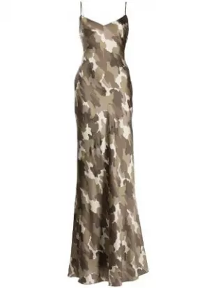 L'agence - Serita Camouflage-Print Slip Maxi Dress