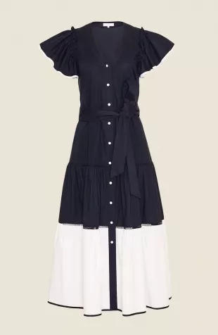 Cotton Poplin Tiered Dress by Pearl