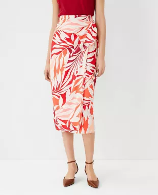 Ann Taylor - Tropical Sarong Wrap Midi Skirt