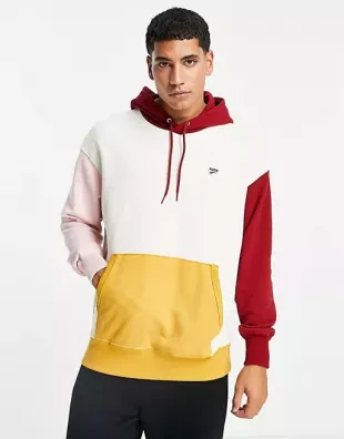 Downtown Colorblock Hoodie - White and Burgundy