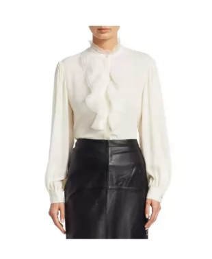 Nati Chiffon Silk Ruffle Blouse