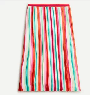 Sunburst Pleated Skirt In Watermelon Stripe