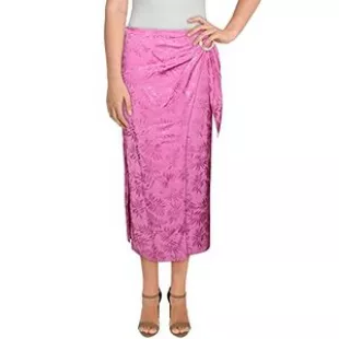 Womens Printed Sheer Wrap Skirt