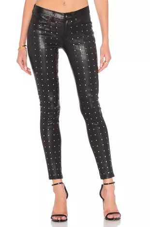 Jean Hyde Studded Leather Skinny Jeans