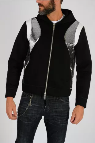 Sequin-Panelled Jersey Sweatshirt