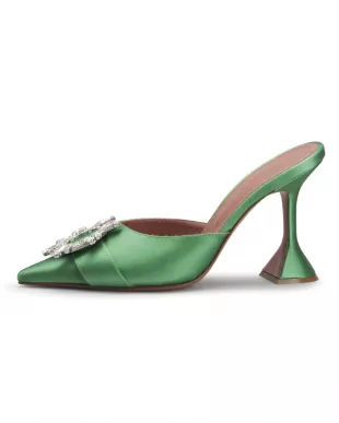 Begum Satin Crystal Buckle Mules