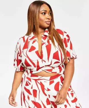 Trendy Plus Size Cropped Knot-Hem Top