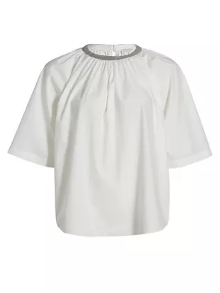 Cotton Short-Sleeve Blouse
