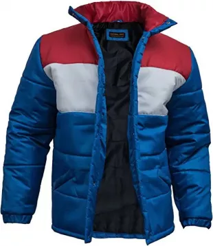 Lightweight Puffer Red White and Blue Jacket