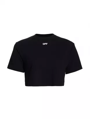 Off-White - Cropped Stamped Logo T-Shirt