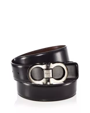 Salvatore Ferragamo - Double Gancini Buckle Reversible Leather Belt