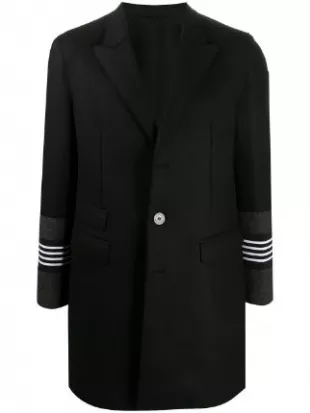 Striped Cuffs Single Breasted Coat