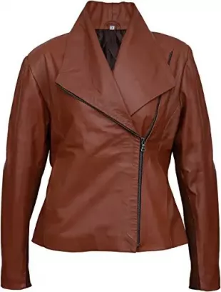Women's Brown Café Racer Biker Leather Jacket