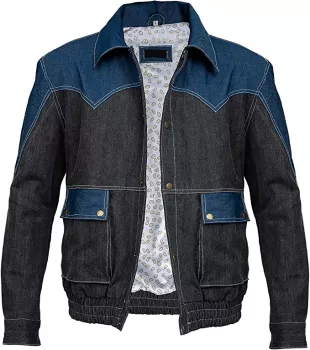 Men's Motorcycle Gray Dark Blue Denim Jacket