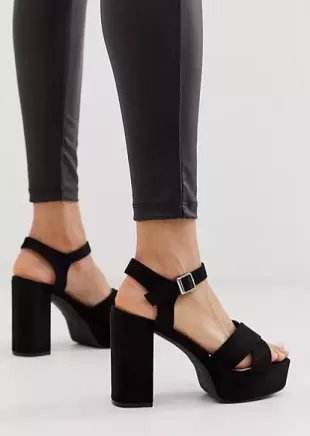 Exclusive Black Platform Heeled Sandals