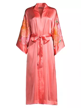 Peony Blossoms Embroidered Robe