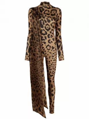 Leopard-Print Bodycon Jumpsuit