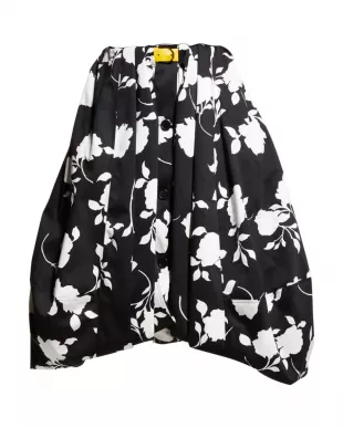 Floral-Printed Belted Balloon Skirt