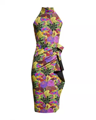 Chiara Boni La Petite Robe - Amenadiel Floral Print Side Drape Halter Dress