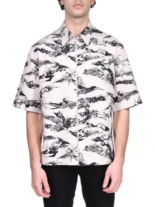 Givenchy - Short-Sleeve Printed Zip-Front Shirt