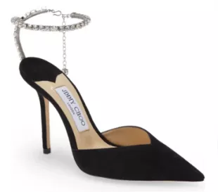 Jimmy Choo - Saeda Crystal Ankle Strap Pointed Toe Pump