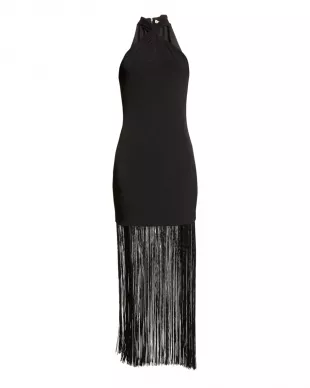 Alice + Olivia - Steph Halter Neck Fringe Hem Dress