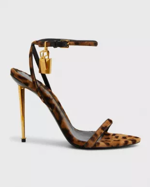 Lock Leopard Ankle Strap Sandals