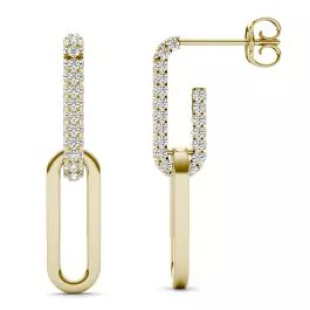 Diamond Accented Chain Link Drop Earrings