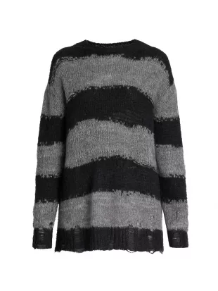 Kalia Block Stripe Distressed Sweater